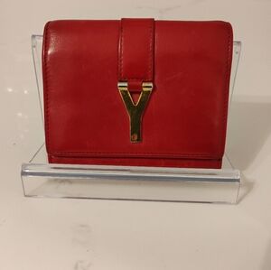 EUC Yves Saint Laurent Wallet - Red Leather Compact